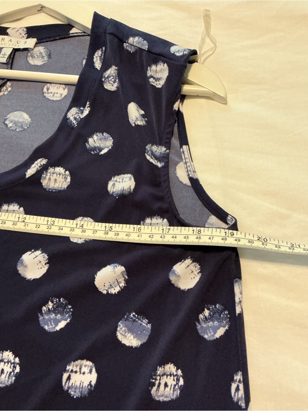 Chaus Navy Tank Top with White Polka Dot Print - Picture 6 of 9